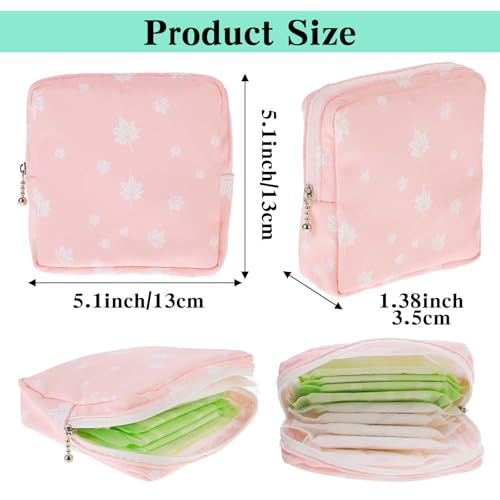 Image of Period Pad Bag 3 Pcs Sanitary Napkin Storage Bags Small Tampon Feminine Period Care Product Holder Menstrual Products Hygiene Pack Cute Pads Portable Organizer Purse for Women