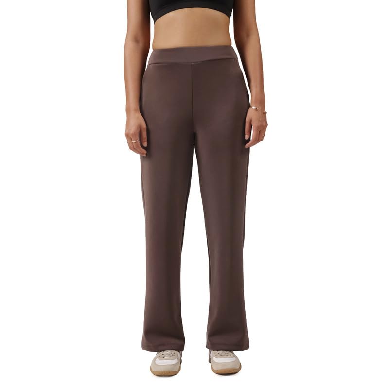 Image of BlissClub Womens BareButter Straight Pants, High Rise, Straight fit,Pockets, Comfortable Waistband,Regular Variant Below 5'4