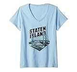 donna staten island new york ny maglietta con collo a v