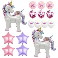 Embhlitfe 16 Pcs Unicorn Balloons,Unicorn Party Decorations Standing Unicorn Foil Balloons Unicorn Birthday Decorations,Inflatable Unicorn Decorations for Kids Girls Party Supplies