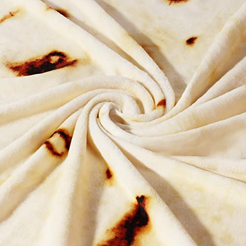 Bnuitland Tortilla Burritos Pattern Blanket,290 Gsm Double Sided Giant Funny Realistic Food Blanket,Novelty Tortilla Blanket For Adults And Kids,Super Soft Taco Flannel Throw Beige Blanket #TOP7