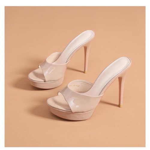 Women's Platform Round Open Toe High Heel Sandals Stiletto Fish Mouth High Heels Slipper 5 Inches Heels3