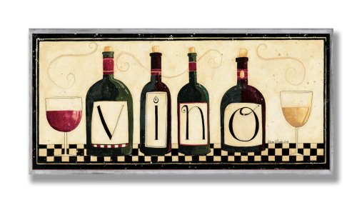The Stupell Home Décor Collection Vino Kitchen Wall Plaque, 7 x 0.5 x 17, Proudly Made in USA