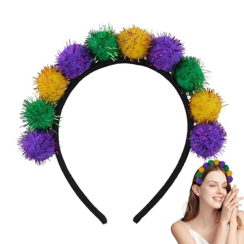Fravsiu POM Diademas para mujeres, diademas de pelota para niños - Colorida diadema de pomto de,Adornado para el cabello, tocado de moda de cosplay para suministros de cumpleaños navideños