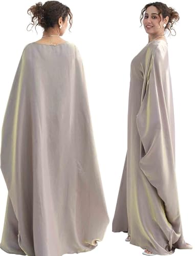 Image of Dubai Bat Sleeve Dress Shiny Robe for Women Muslim 1pc Abaya Eid Prayer Clothes Soft Dubai Travel Party Dress Maxi Abaya