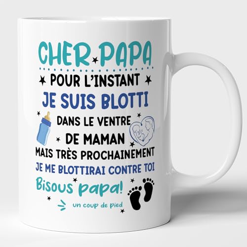 Lalasol Mug Futur Papa – Tasse Futur Papa Idée Cadeau Annonce de Grossesse Homme Enceinte Naissance Bébé Fête Des Pères Noël Anniversaire
