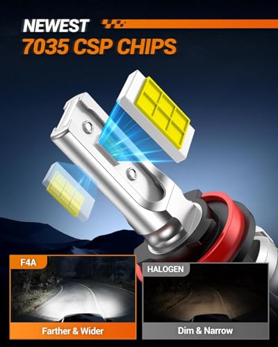Image of SEALIGHT H8 H16 H11 LED Fog Light Bulbs, 10000LM 6500K Cool White Fog Lights LED, 1:1 Mini Design Plug & Play, IP68 Waterproof H11 LEDs, Pack of 2