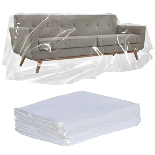 TUAKIMCE 2 Pack Plastic Sofa Cover, Sofa Storage Bag, Waterproof Sofas Protection Cover, Proof Dust Covers for Furniture, Sofa Protector Bags for Sofas, Bed,Couch,Ground, 300cm x 200cm
