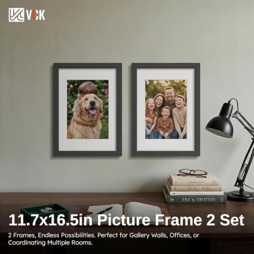 Image of VCK A3 Frame 2 Pack, Black Wood, A4 Mat, Glass, for Picture, Poster, Art