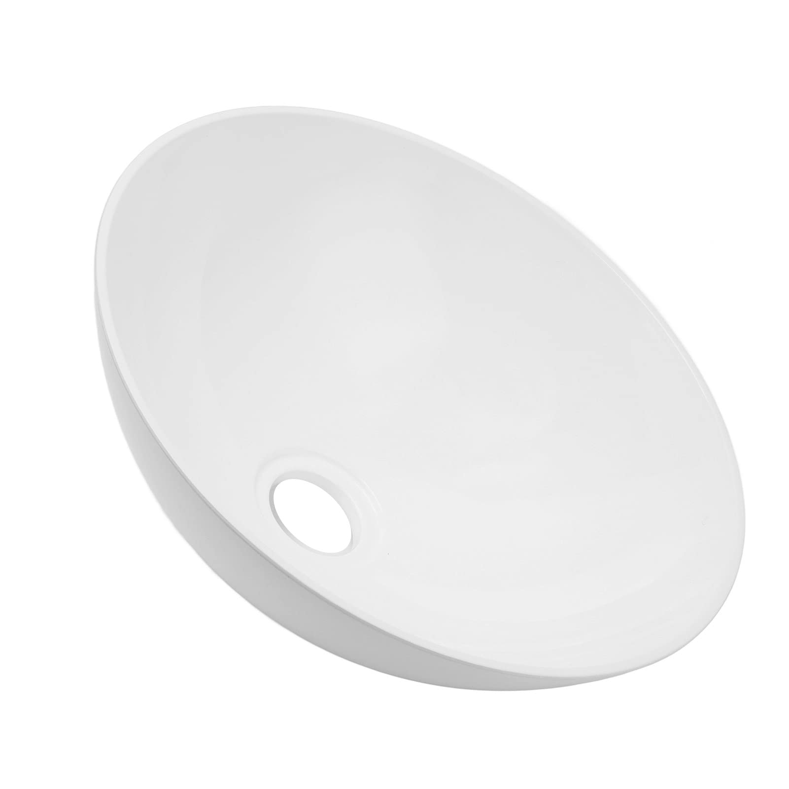 Astibym Bathroom Circle Sink, 2in Drain Hole Vessel Sink White 327.6x129.1mm Acrylic Impact Resistant for Campers for Vanity for Yacht