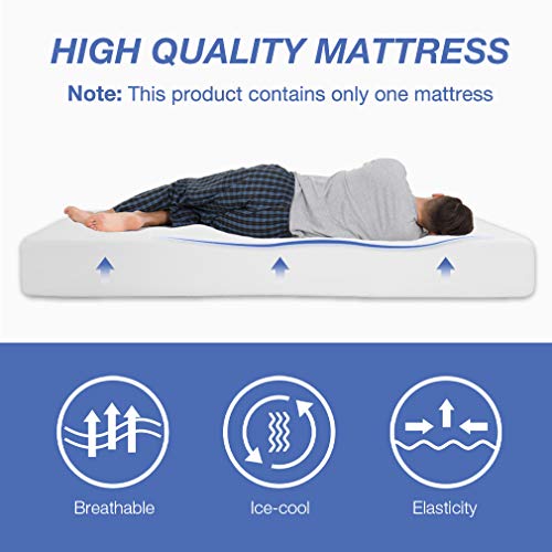 Fdw MEM-8Q367-WHITE MATTRESS 6/8/10/12 Inch Gel Memory Foam Mattress For Cool Sleep & Pressure Relief, Medium Firm Mattresses Certipur-Us Certified/Bed-In-A-Box/Pressure Relieving thumb #3