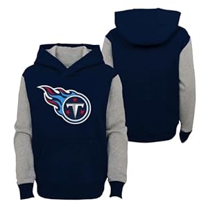 NFL Kids Youth 8-20 Heritage Team Color Primary Logo Pullover Raglan Hoodie (10-12, Tennessee Titans)