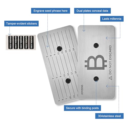 Image of Seed Phrase Storage Kit - Metal Backup Plates, Bitcoin & Crypto Wallet Cold Storage, Tamper-Evident Design (2-Plates) (Double Plate)