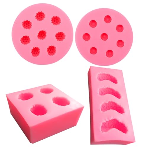 UKCOCO 4個シリコン製果物モールド 多様な果実デザイン 柔軟で再利用可能 手作りフォンダン ケーキ装飾用 スイーツ クラフト用型