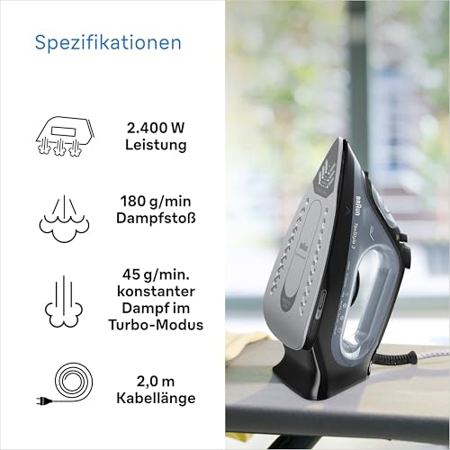 Braun Dampfbügeleisen TexStyle 3 SI3055BK, FreeGlide 3D-Technologie, Bügelsohle mit Keramikbeschichtung, automatische Abschaltung… – Ansicht 4