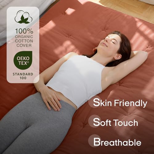 Image of ZonLi Japanese Floor Futon Mattress Twin Size 75 inchx 39 inch, 100% Cotton Cover 2.5'' Thicken Tatami Mattress, Foldable Sleeping Pad, Portable Dormitory Tatami Mat, Roll Up Floor Lounger Bed for Adult