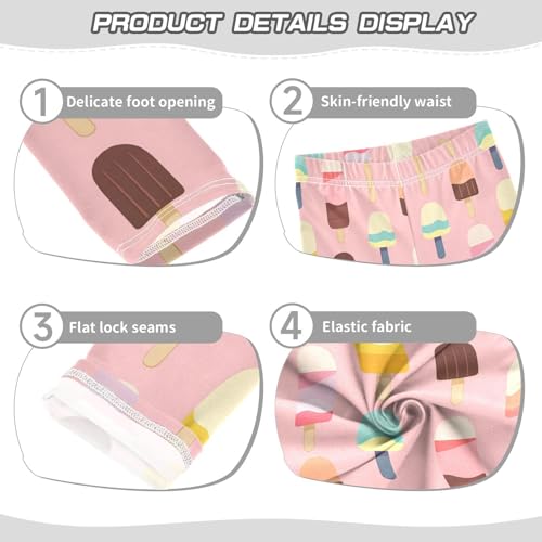 Retro Colorful Ice Cream Girls Casual Leggings for Kids Printed Long Pant Bottoms Stretch and Soft3