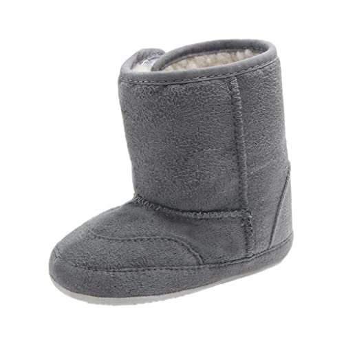 Image of Baby Soft Sole Anti-Slip Mid Calf Winter Warm Infant Prewalker Snow Boots 12-18 Months Gray