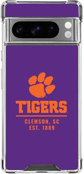 Skinit Clear Phone Case Compatible with Google Pixel 8 Pro - Officially Licensed Clemson University Orange Jersey Design