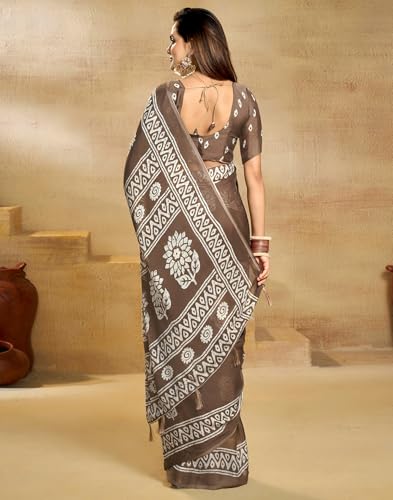 Image of SIRIL Women's Georgette Printed Saree with Unstitched Blouse Piece