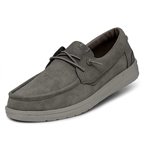 Image of HEYDUDE Unisex Welsh Slip On Loafers | Speckled Rubber Sole | Fabric Upper, Fabric Lining, Stitched Moc Toe, Lace Detail