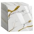 Peel and Stick Kitchen Backsplash Tiles 16PCS – Waterproof Self Adhesive Wall Stickers for Kitchen, Easy DIY Stick On Tile Backsplash, Heat Resistant Decorative Wall Covering (White and Gold)