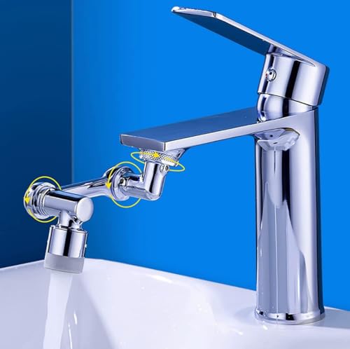 Image of 1080 Multifunctional Rotating Splash Proof Filter Extender Faucet Aerator 2 Water Outlet Modes Swivel Robotic Arm Adapter for Bathroom Kitchen Faucet for Kitchen sink faucet