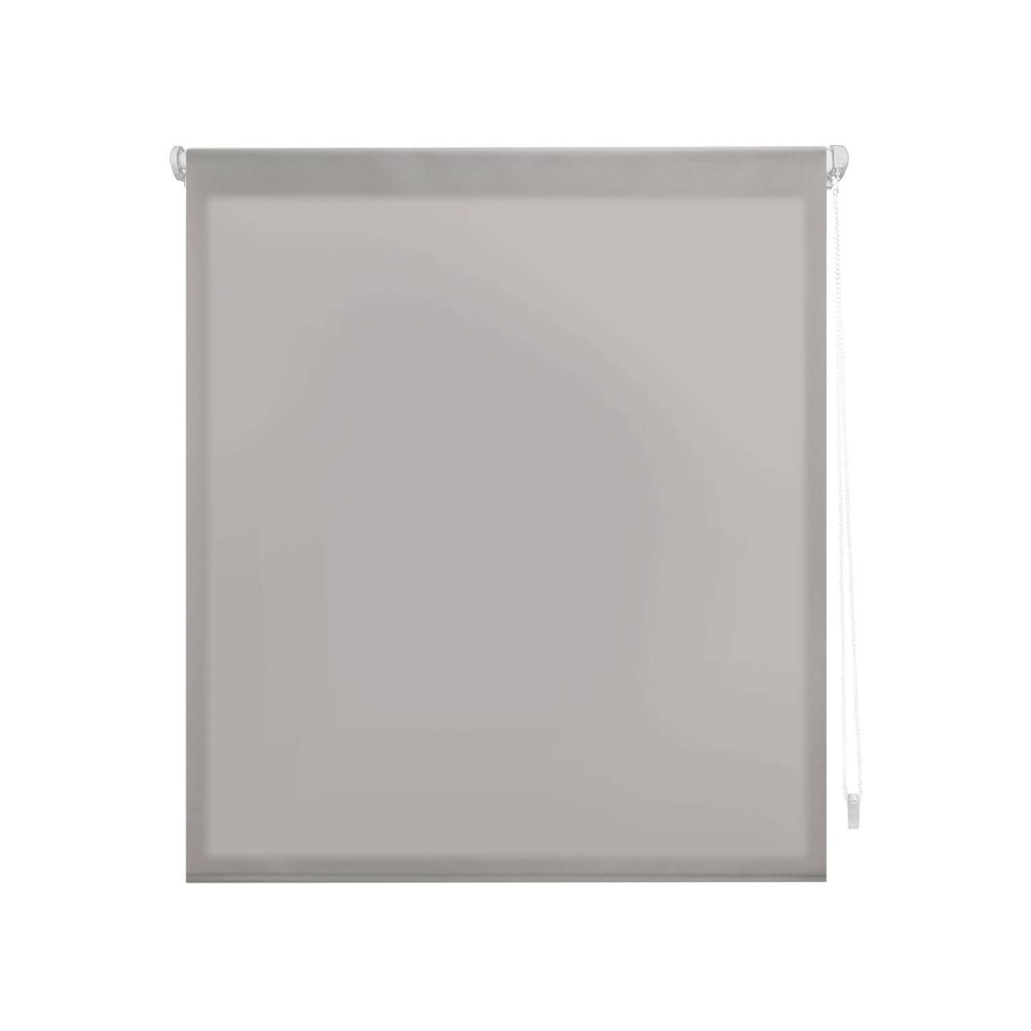 Decorblind | EasyFix Translucent Roller Blind, No Tools and No Drilling, Blind Size: 62 x 180 cm Width x Length/Fabric Dimensions: 59 x 175 cm – Plain Silver Blind, Window Blinds