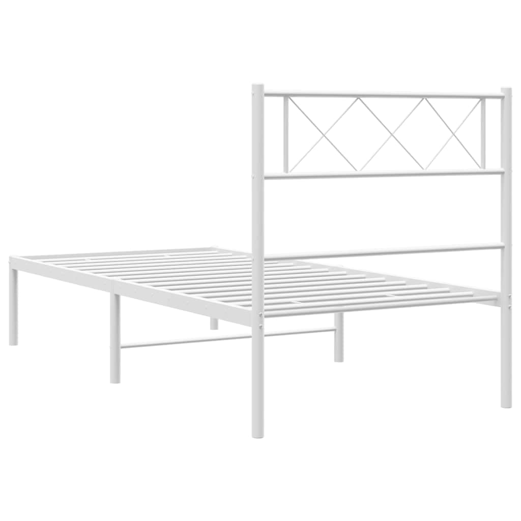 vidaXL Giroletto con Testiera Metallo Bianco 100x190 cm
