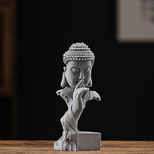 Estatua de Buda Sakyamuni en piedra arenisca pequeña miniatura 1