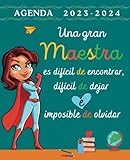  Agenda Maestra 2023 - 2024: Agenda semana vista , Calendario Planificador semanal y mensual , regalo para profesora infantil primaria original