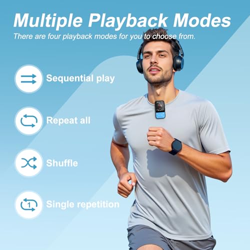 Image of 128GB Clip MP3 Player with Bluetooth 5.3, Music Player with FM Radio & Voice Recorder, E-Book, Portable Music Player Running & Workout, Supports up to 512GB, Earphones Included