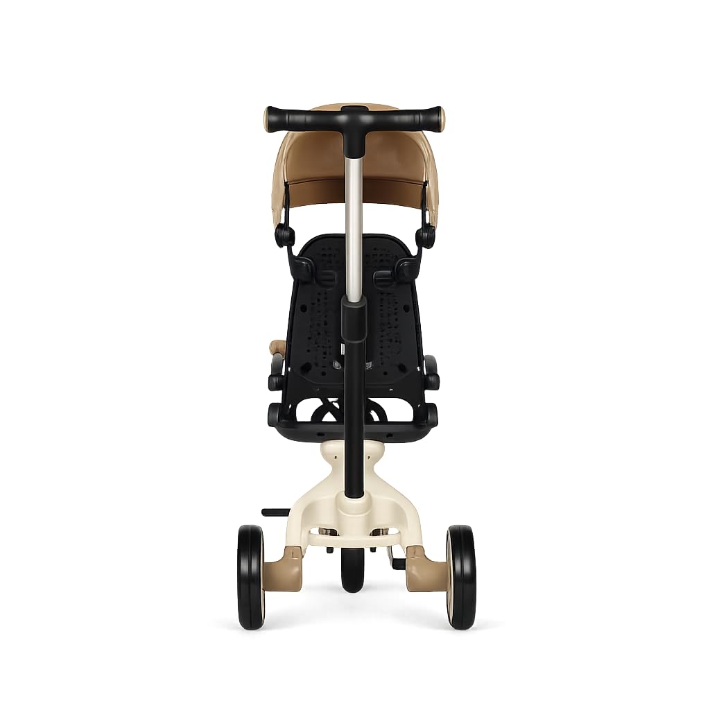 Triciclo Pieghevole per Bambini 1-4 Anni con Manubrio per Genitori - Bicicletta Evolutiva fino a 20kg - Monopattino Bambino Regolabile con Struttura Ergonomica, Beige (Premium)