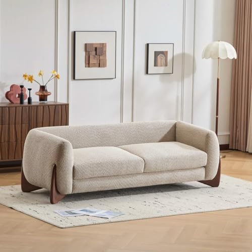 Image of Solid Wood Velvet Fabric L Shape Sofa Sofa for Living Room Button Tufted Sofa Chair for Home & Office (Left Aligned L-Shaped (Light Brown)