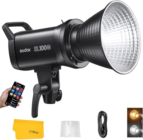 Image of Godox SL100Bi 100W Bi-Color LED Video Light Bowens Mount, 32100Lux@1M, LED Continuous Lighting w /11 FX Effects, 2800K-6500K TLCI97+, Wireless Control, Studio Light for Photography Video Live Streaming