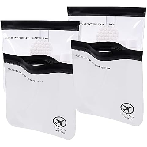 4pcs Travel Toiletry Bag, Tugaizi Airport Security Liquid Bag, Clear Toiletry Bag is Security Approved by Worldwide, Travel Makeup Bag for Liquids & Cosmetics,100% Leakproof (Black) (Black) Cover