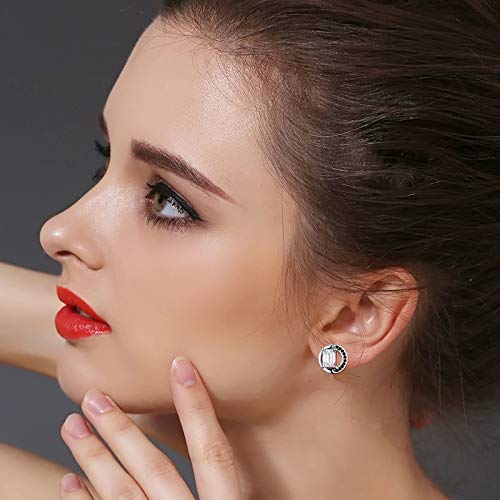 Boucles d'oreilles mariage argent 925 véritable et spinelle noire - 2