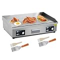 Garvee 29 Inch Commercial Electric Griddle, 3000W 110V Non-Stick Stainless Steel Teppanyaki Grill, Flat Top Grill Countertop Griddle for Restaurant Kitchen Outdoor BBQ