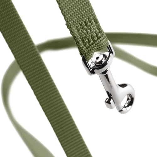 HUNTER Hundeführleine LONDON, Nylon Hundeleine aus reißfestem Polyester, leicht, formstabil, weich in der Hand, pflegeleicht & schnelltrocknend, Farbe: olivgrün, Größe: 20/100