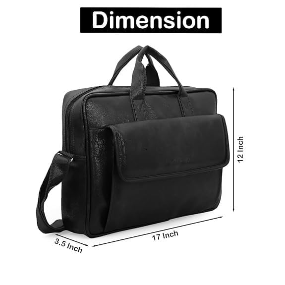 Image of Professional Business Laptop Bag,Leather Briefcase with Shoulder Strap, Multiple Compartments for Men