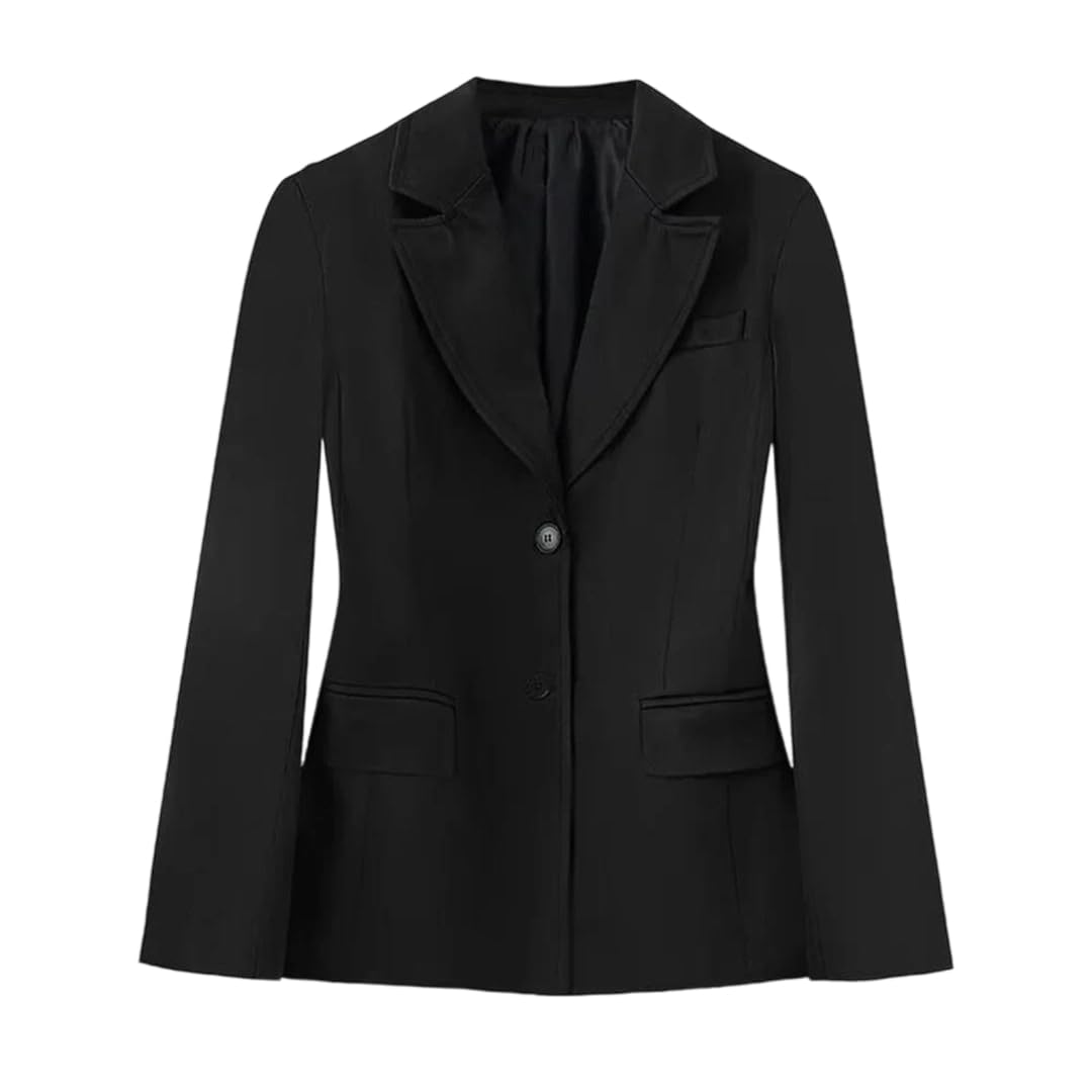 Womens Ribbon Shoulder Padded Suit Blazer Button Spring Style