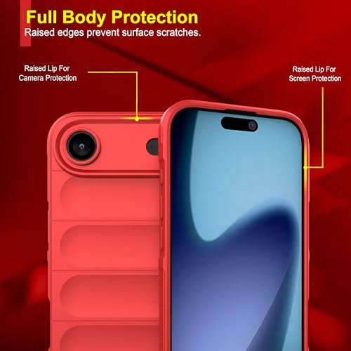 Image of amazon basics Back Case Cover for iPhone 17 Air | Compatible for iPhone 17 Air Back Cover | Liquid Silicon Magic Case with Camera Protection | Red