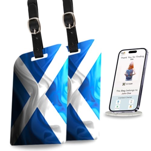 [Pack 2] tag8 Scotland Flag Tag Smart Bag tag |Trendy Luggage tag ID Identification | Suitcase Tag | Fashionable Digital Name tag | Airline Compliant, SITA World Tracer Code Enabled | Gift idea