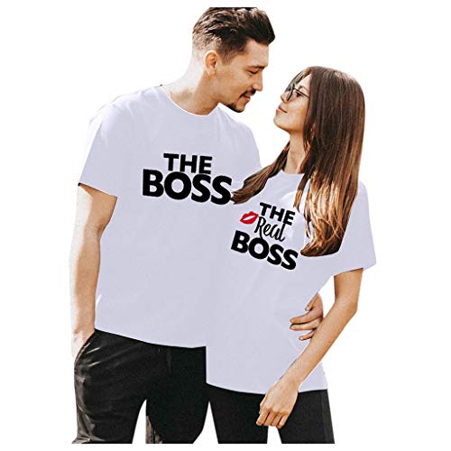 Matching Couple Shirts,Men & Women Valentine's Day Blouses Shirts Short Sleeved Crewneck Funny Tops Couples Tees Shirts