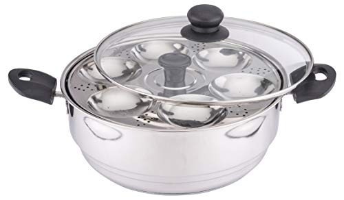 Image of Coconut Stainless Steel Idli & Dhokla Steamer 4.5L | 20 Idli Capacity | Heavy Gauge | Induction & Gas Compatible | Sandwich Bottom | Multipurpose Steamer with Glass Lid for Momos & Veggies
