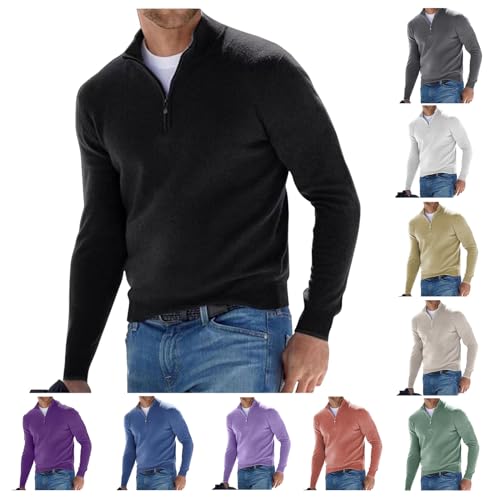 Men's Quarter Zip Sweaters Long Sleeve Pullover Sweaters Zip Up Mock Neck Jumper Slim Fit Casual Outfits Tops3