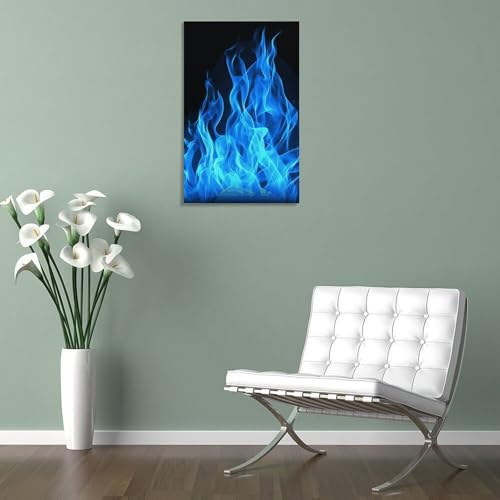 Impression sur toile flamme bleue décoration murale maison
