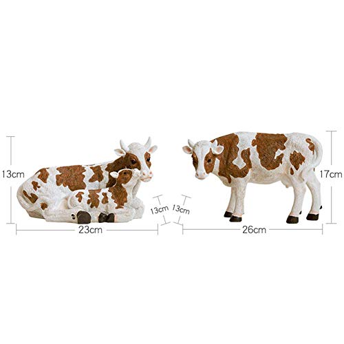 Liushi Cow Statues And Figurines For Garden, Mother Cow And Calf Farm Animal Sculptures Home Decor, Flower Pots, Patios, Yards And Outdoor Lawn Ornaments,Set #TOP6