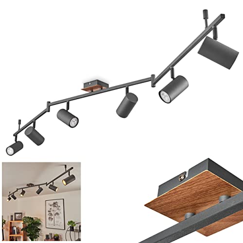 Deckenleuchte Javel, moderne Deckenlampe aus Metall in Anthrazit/Holzoptik,...