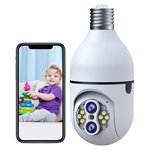 Upgrade 10X Hybrid Zoom 2MP Wireless Light Socket Security Camera, 2.4GHz WiFi Light Bulb Security Camera, Motion Detection, Color Night Vision, Sound & Light Alarm, Auto Tracking